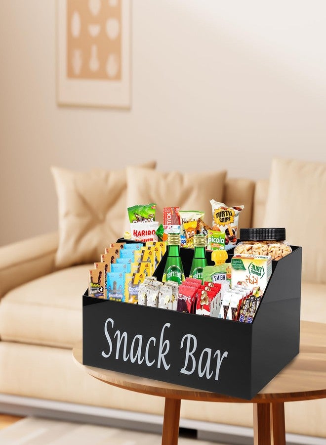Xbopetda Snack Organizer for Countertop - Acrylic Storage Container With 4 Compartments for Kitchen Cabinet Pantry - Black Snack Bar Station - Image 5